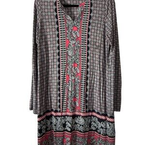 J. Jill Black and White Geometric Pattern Dress